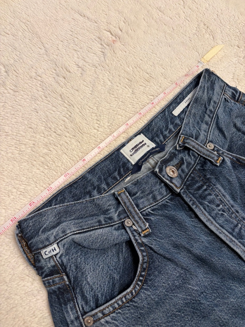 Citizens of Humanity Women Jeans 25 Blue Denim Anina Dark Button Fly Wide Leg - Picture 10 of 16